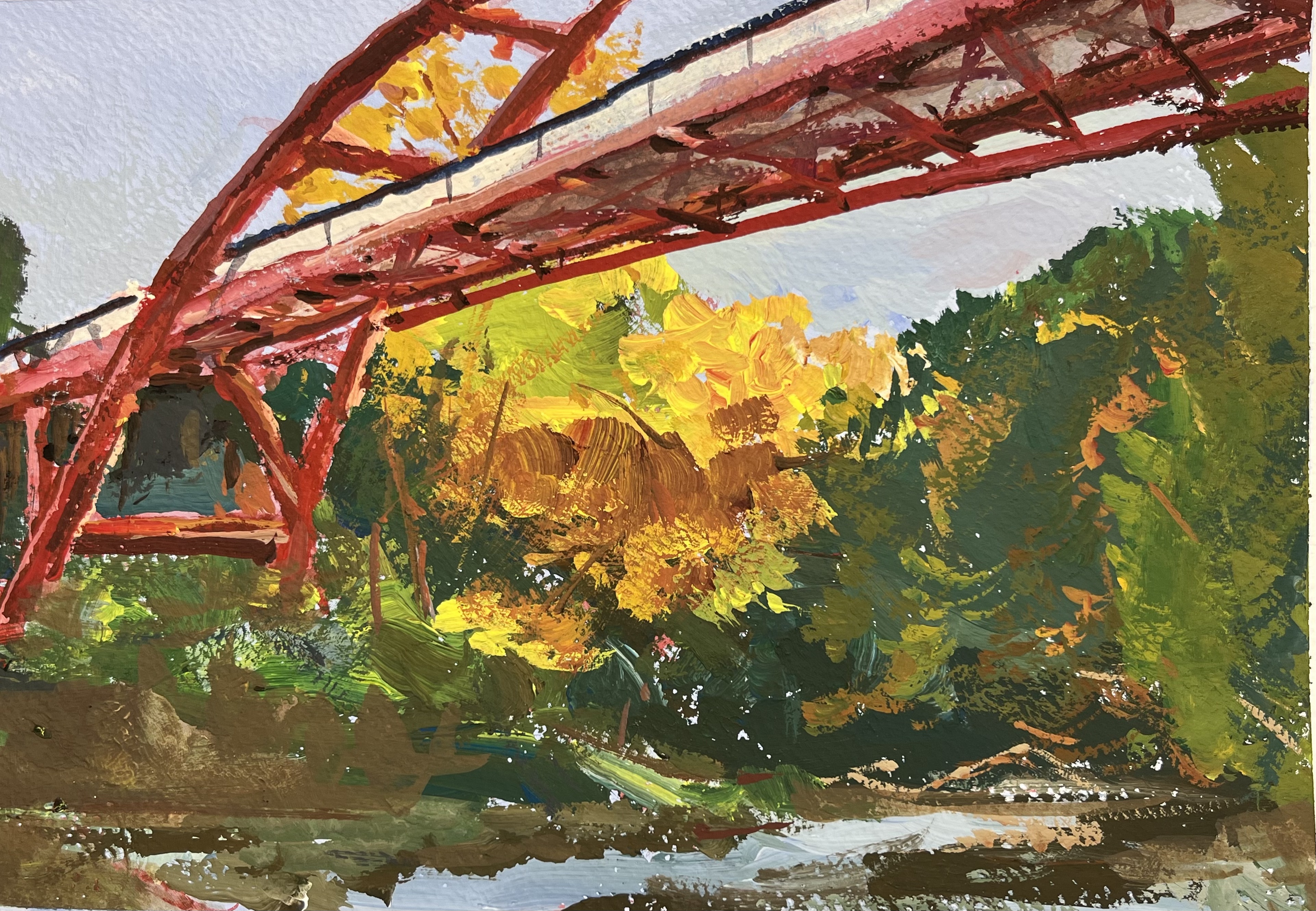 谷口集落と赤い鉄橋